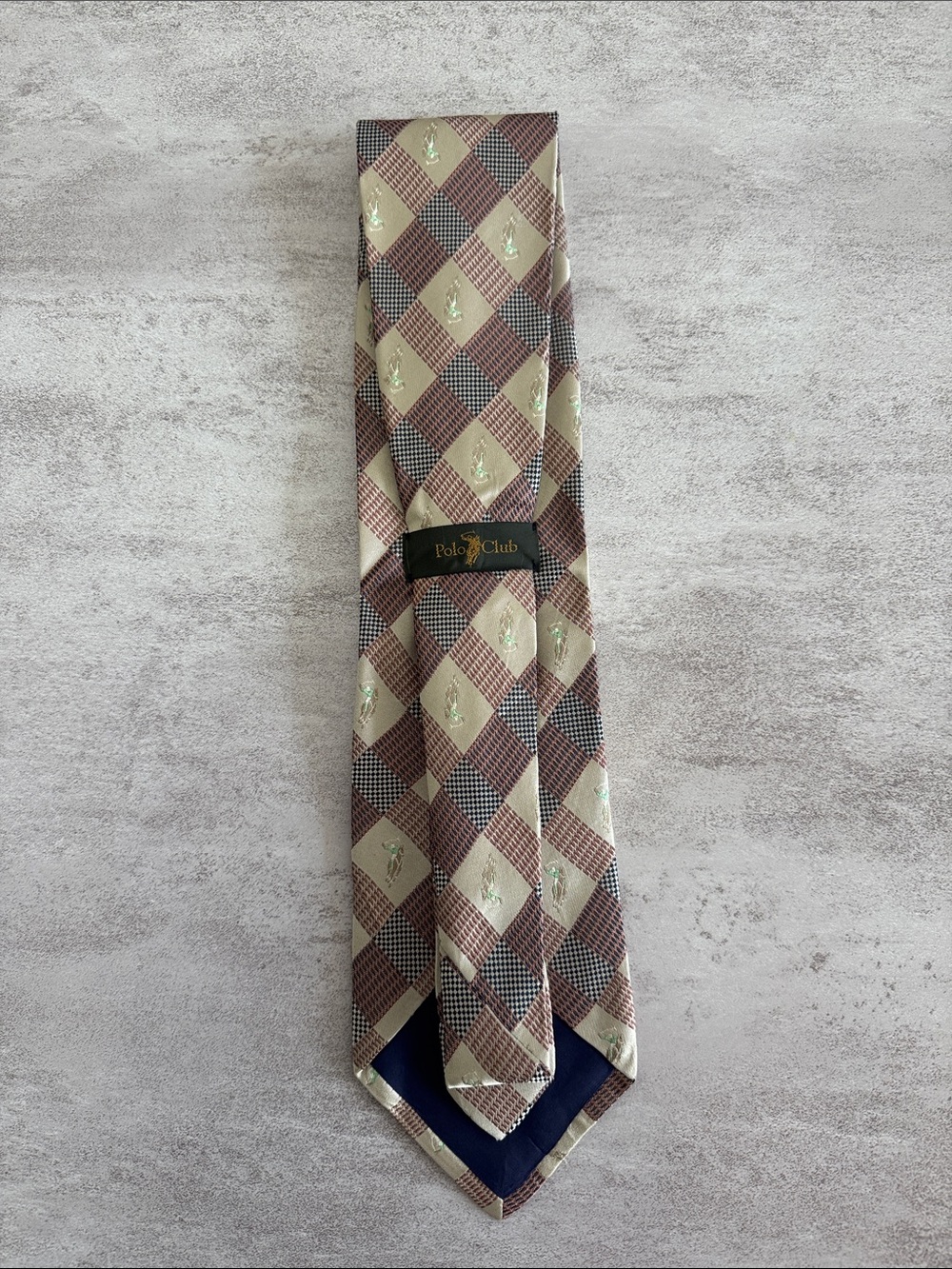 Beige and Brown Argyle Pattern Men's Tie